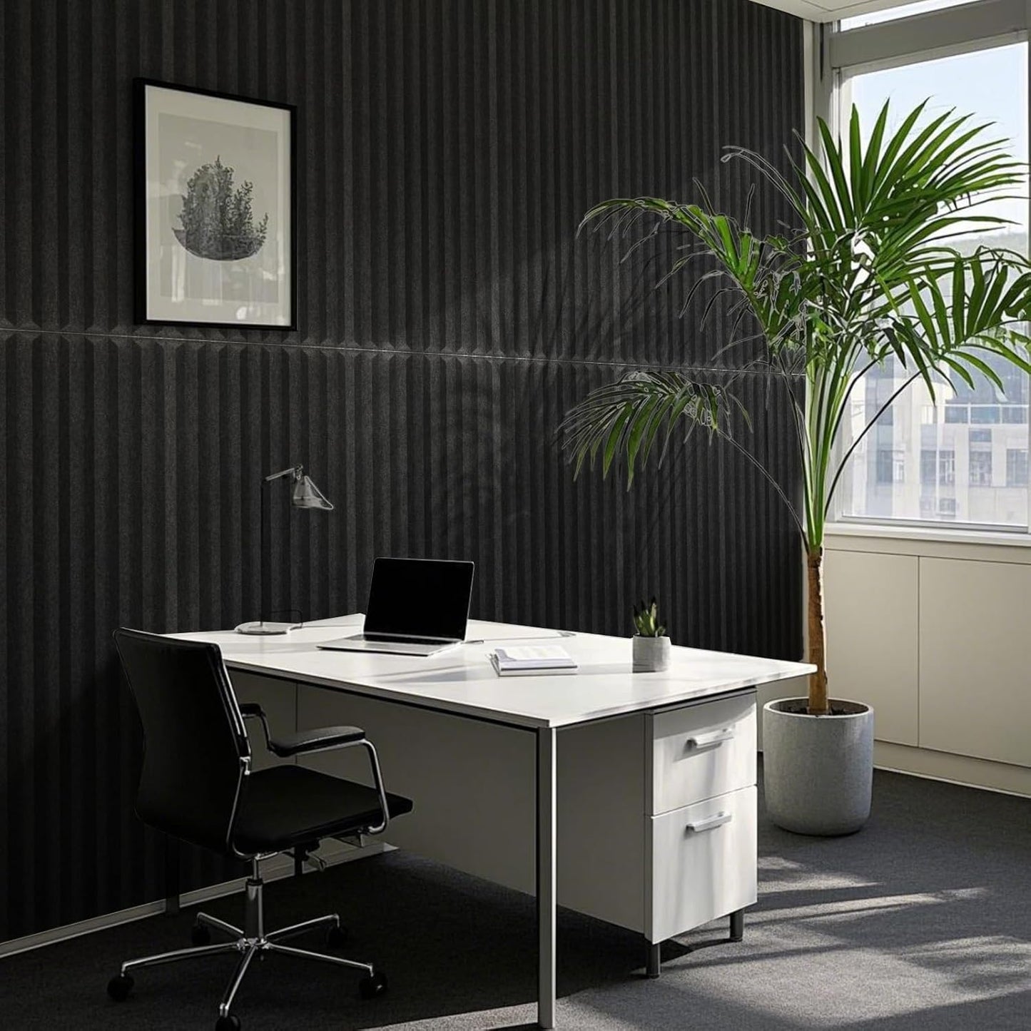 Art3d 10-Pack Peel and Stick Acoustic Panels with Acrylic Tape - 12 x 48 inches, Self Adhesive Sound Absorbing Polyester Wall Panels for Home Office Studio, Black