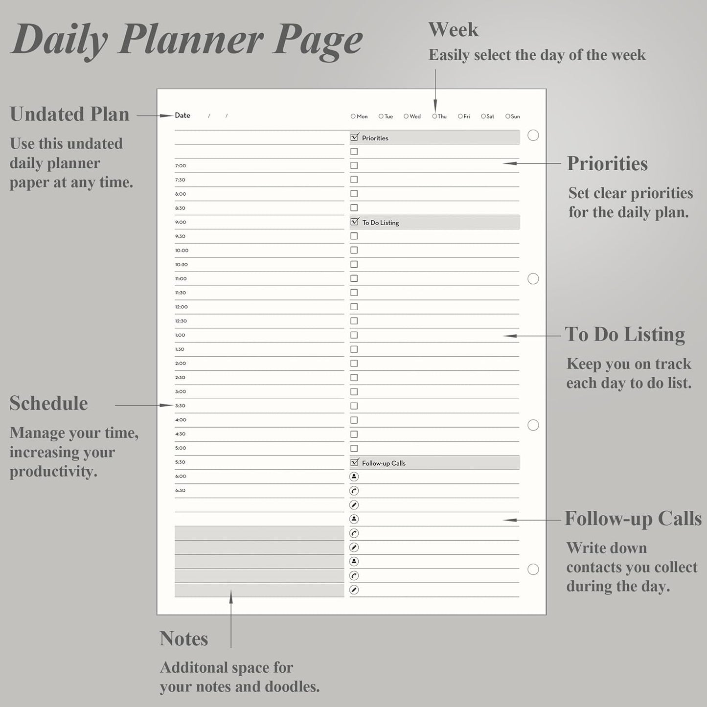 EMSHOI Undated Daily Planner 9.2" X 12", A4 To Do List Notepad, 240 Pages Ring Binder Planner Hardcover Leather Notebook for Work Business Meeting, with Yearly Schedule, Habit Tracker, Blue