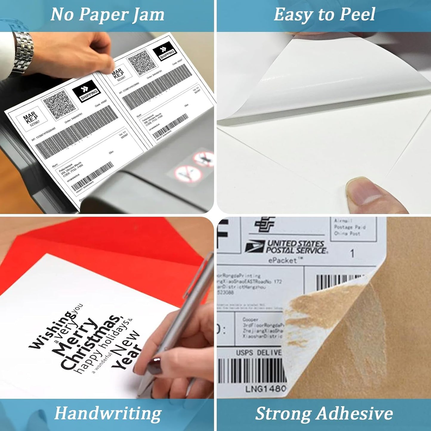50 Half Sheet Self Adhesive Shipping Labels, 8.5" x 5.5" Address Labels for Laser & Inkjet Printers(50 labels-25 Sheet)