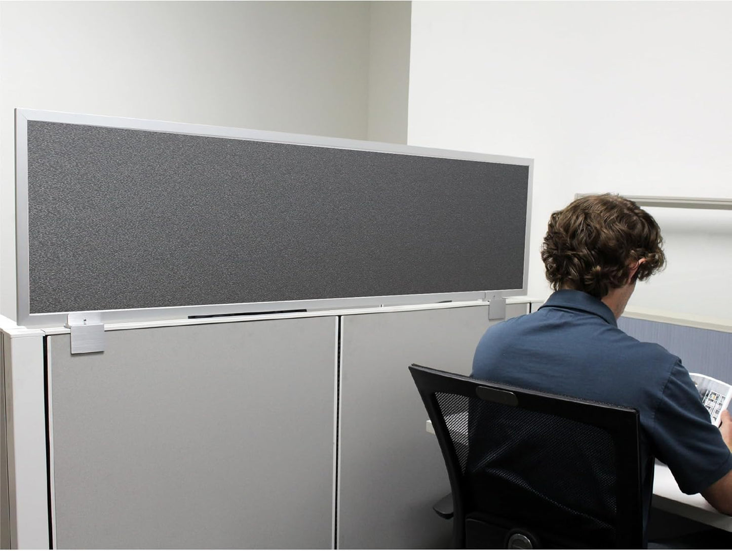 OBEX Acoustical Cubicle Privacy Screen Extender Desk Panel & Office Divider, Add Separation & Block Noise, 12" x 66", Graphite