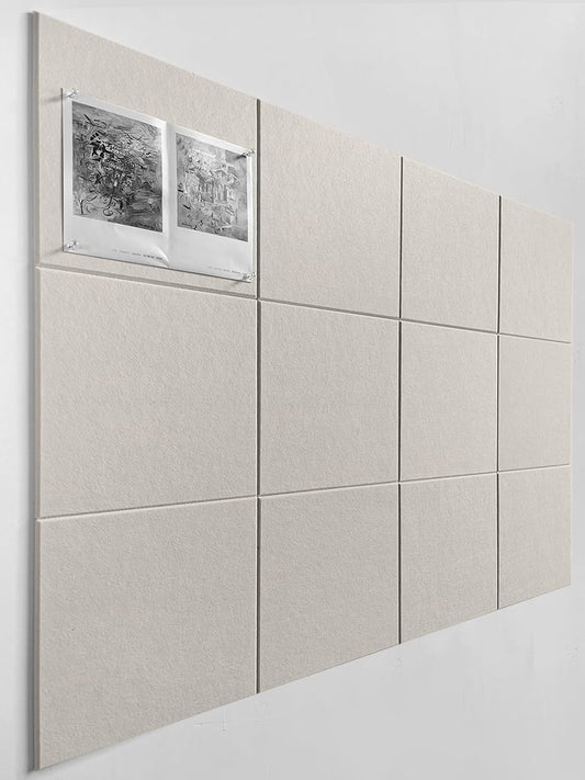 Large Cork Board Alternative - 12-Pack Felt Wall Tiles with Safe Removable Adhesive Tabs, Cork Wall Tiles Bulletin Board Home Office Essentials - Beige