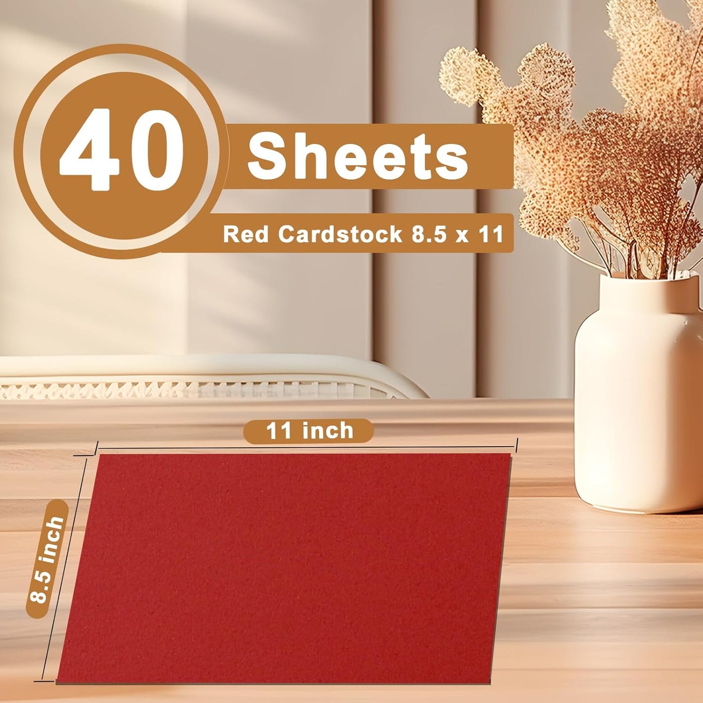 40 Sheets Christmas Red Cardstock 8.5 x 11 Craft Paper, 200gsm/75lb Premium Dark Red Card Stock for DIY Cards Making, Thank You Cards, Wedding Invitations, Birthday Decorations