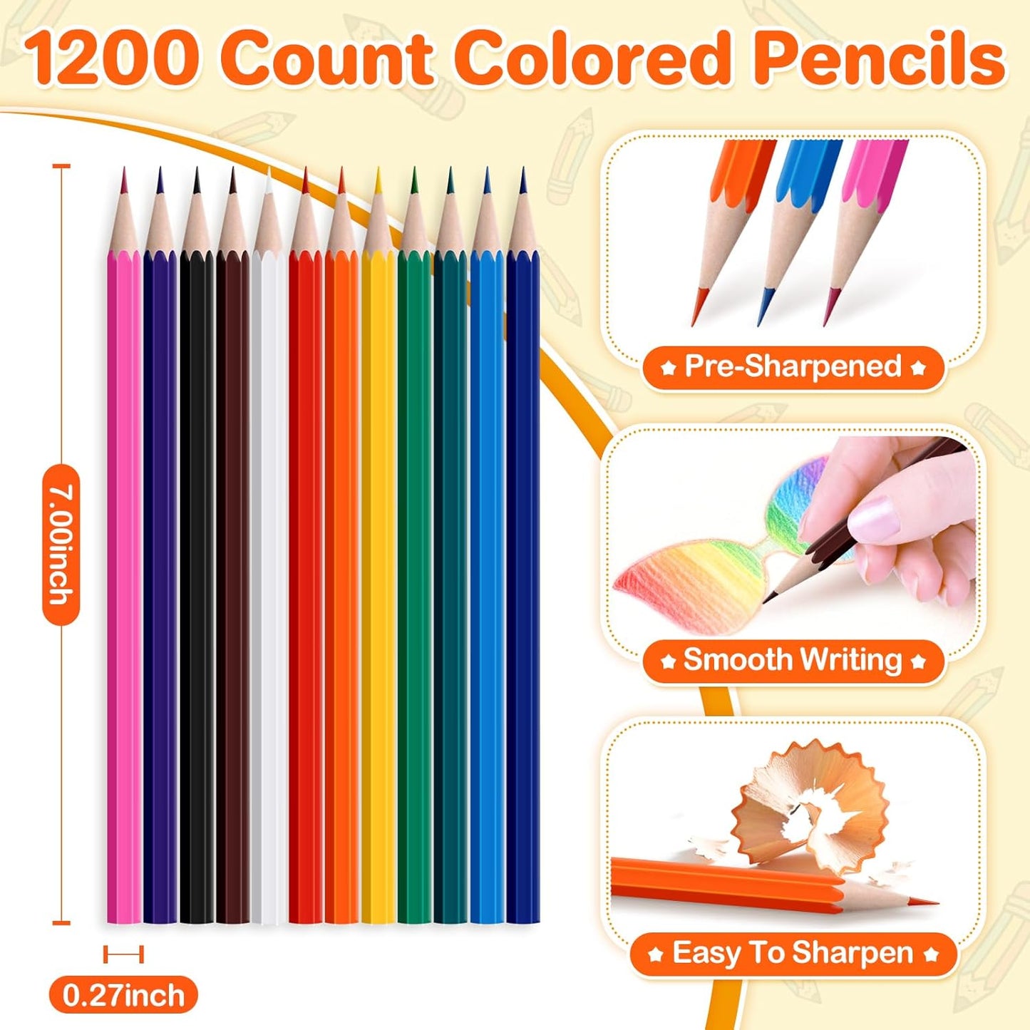 100 Packs Colored Pencils Bulk,1200 Count Pre-Sharpened Colored Pencils in Bulk,Vibrant Colors,12 Color Pencils Set for Classroom Prizes,Back to School Supplies for Kids