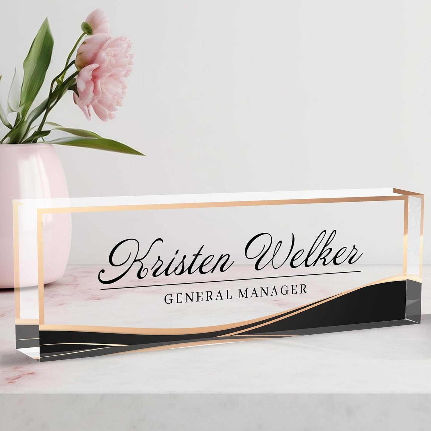 Name Plate for Desk, Desk Name Plate Personalized, Office Desk Decor for Women Men, Acrylic Desk Accessories Employee Appreciation Gifts Office Gifts for Boss, Manager, Teacher, Nurse