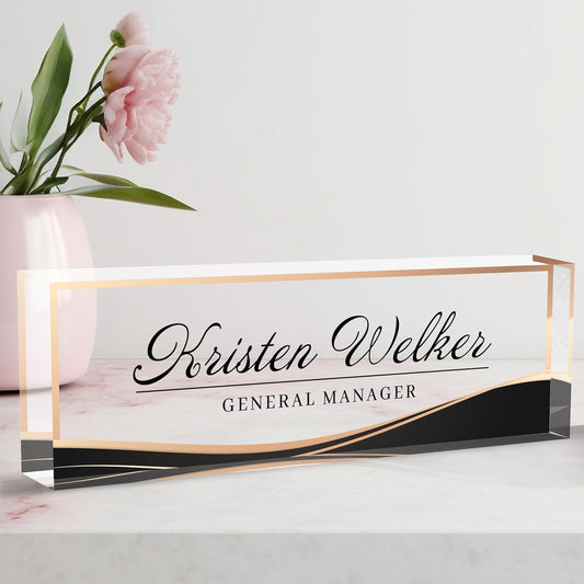 Name Plate for Desk, Desk Name Plate Personalized, Office Desk Decor for Women Men, Acrylic Desk Accessories Employee Appreciation Gifts Office Gifts for Boss, Manager, Teacher, Nurse