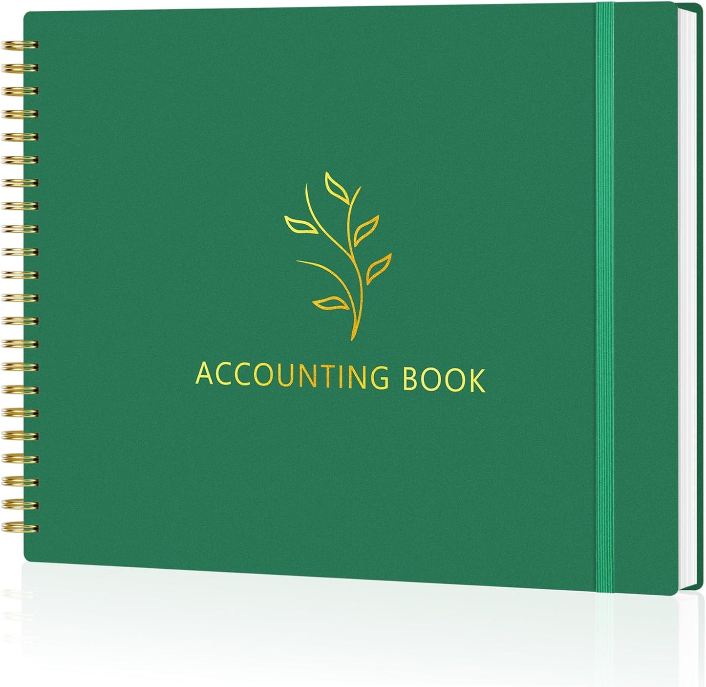 Accounting Ledger Book for Small Business & Personal Use, Horizontal Expense Tracker Notebook Ledger Book for Bookkeeping, Financial Income and Expense Log Book 10.2" x 8", Dark Green