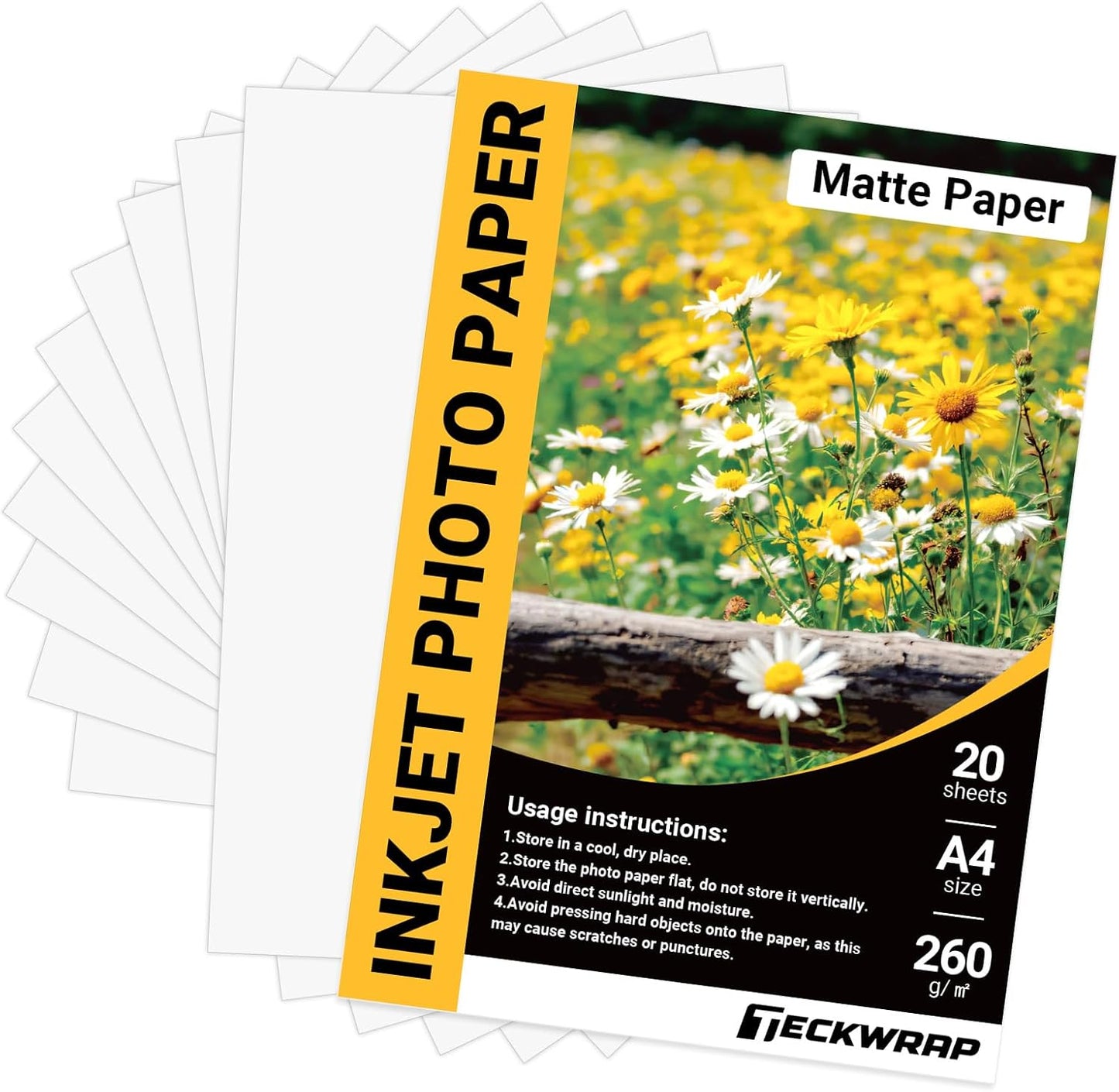 TECKWRAP Matte Photo Paper 8.5" x 11" - 69lb Photo Paper for Inkjet Printer Paper, Ideal for Portrait Photography, 20 Sheets, Smudge-Proof