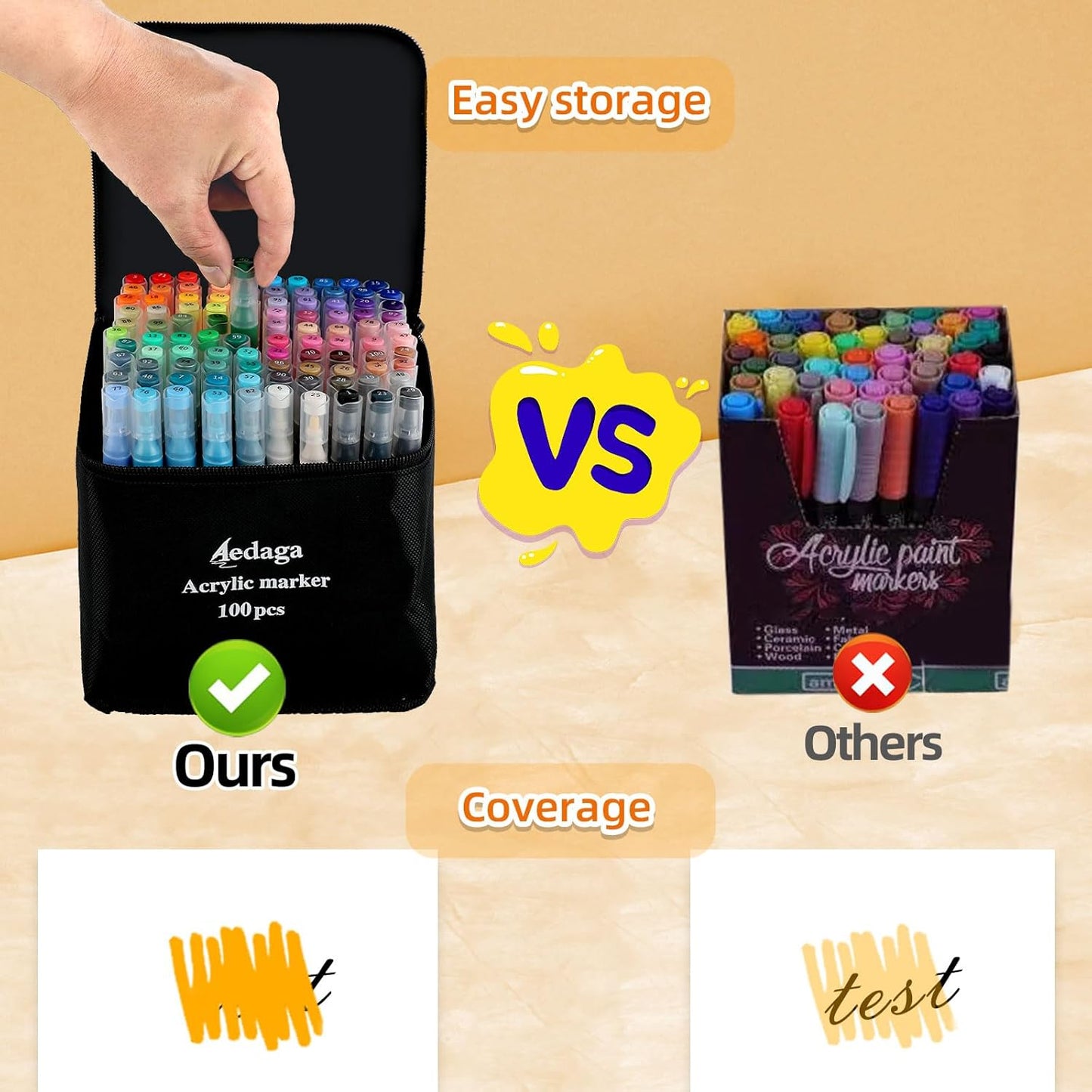 YHC 100 Colors Acrylic Paint Pens with Free App, Dual Tip Acrylic Paint Markers with Brush Tip and Fine Tip for Adults, Kids, Eggs, Wood, Rock, Canvas, Plastic, Stone, Glass, Ceramic