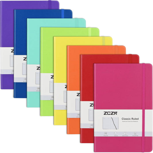 ZCZN 8 Pack Hardcover Journal Notebooks, 5.5"x8.3", Hardcover, 8 Colors, A5 Lined Journals for Notes-taking,Writing,Diary, Ruled Journaling Notebooks for Work School Travel Home