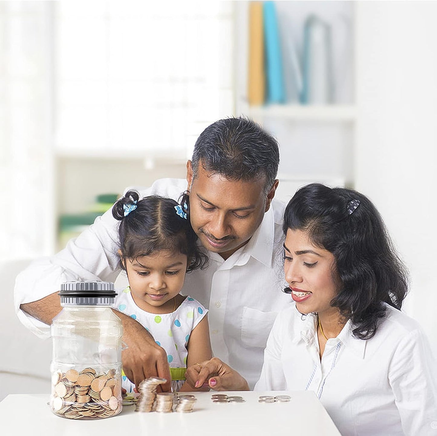 Large Piggy Bank for Boys Adults, Vcertcpl Digital Coin Counting Bank with LCD Counter, 1.8L Capacity Coin Bank Money Jar for Adults, Designed for All US Coins (Gray)