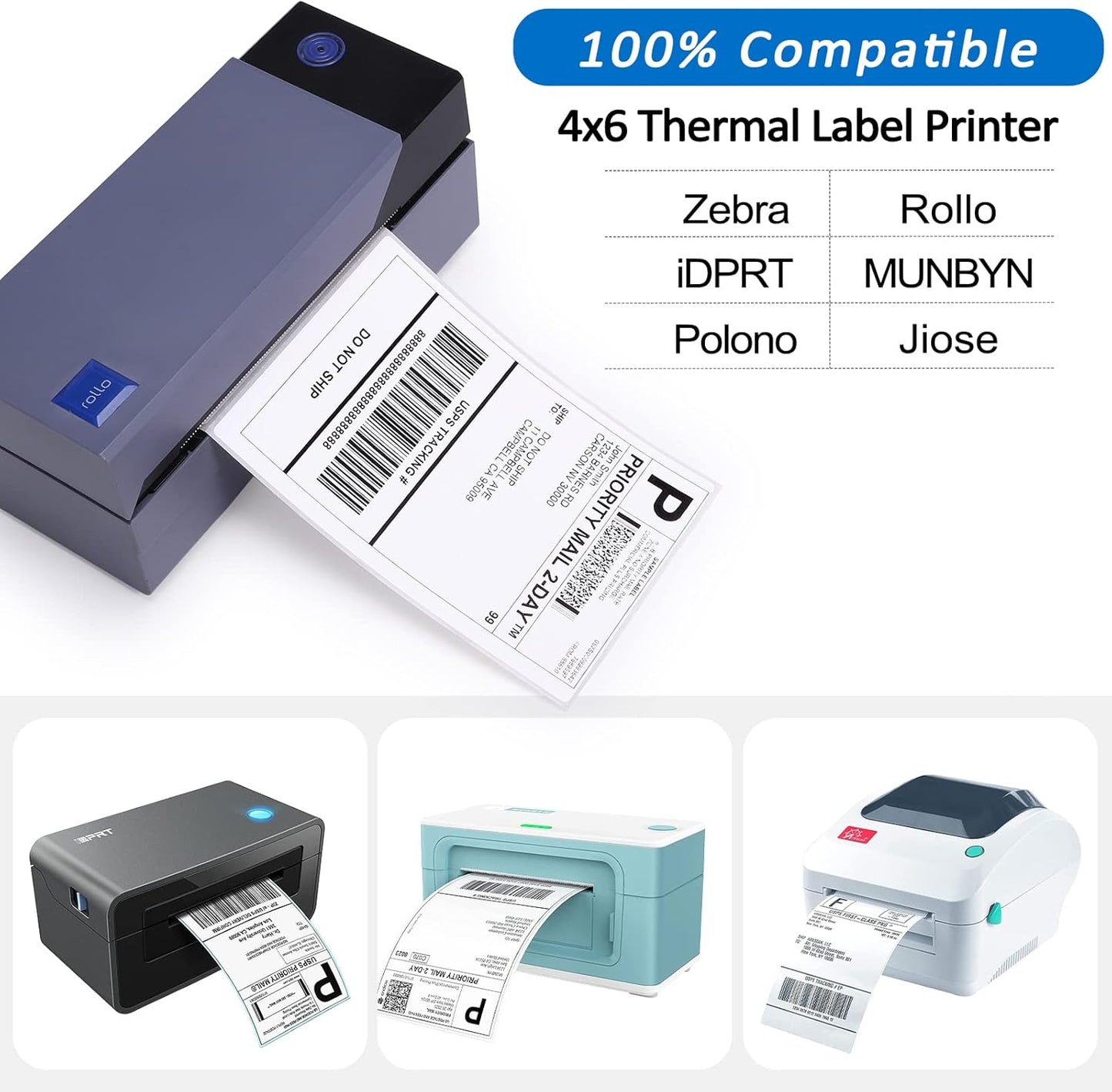 1000 Fanfold 4"x6" Direct Thermal Shipping Address Labels, (500 Labels/Stack) Paper Label for Direct Thermal Printer MUNBYN, JADENS, BEEPRT, ASprink, Nelko, Phomemo, for UPS USPS