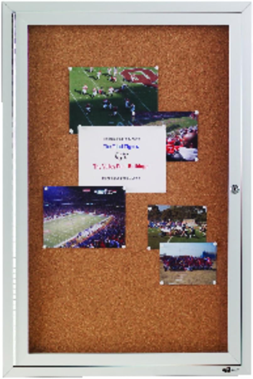 Quartet Cork Board, 1 Door, Bulletin Board, Enclosed, 2' x 3', Outdoor, Corkboard, Aluminum Frame (2121)