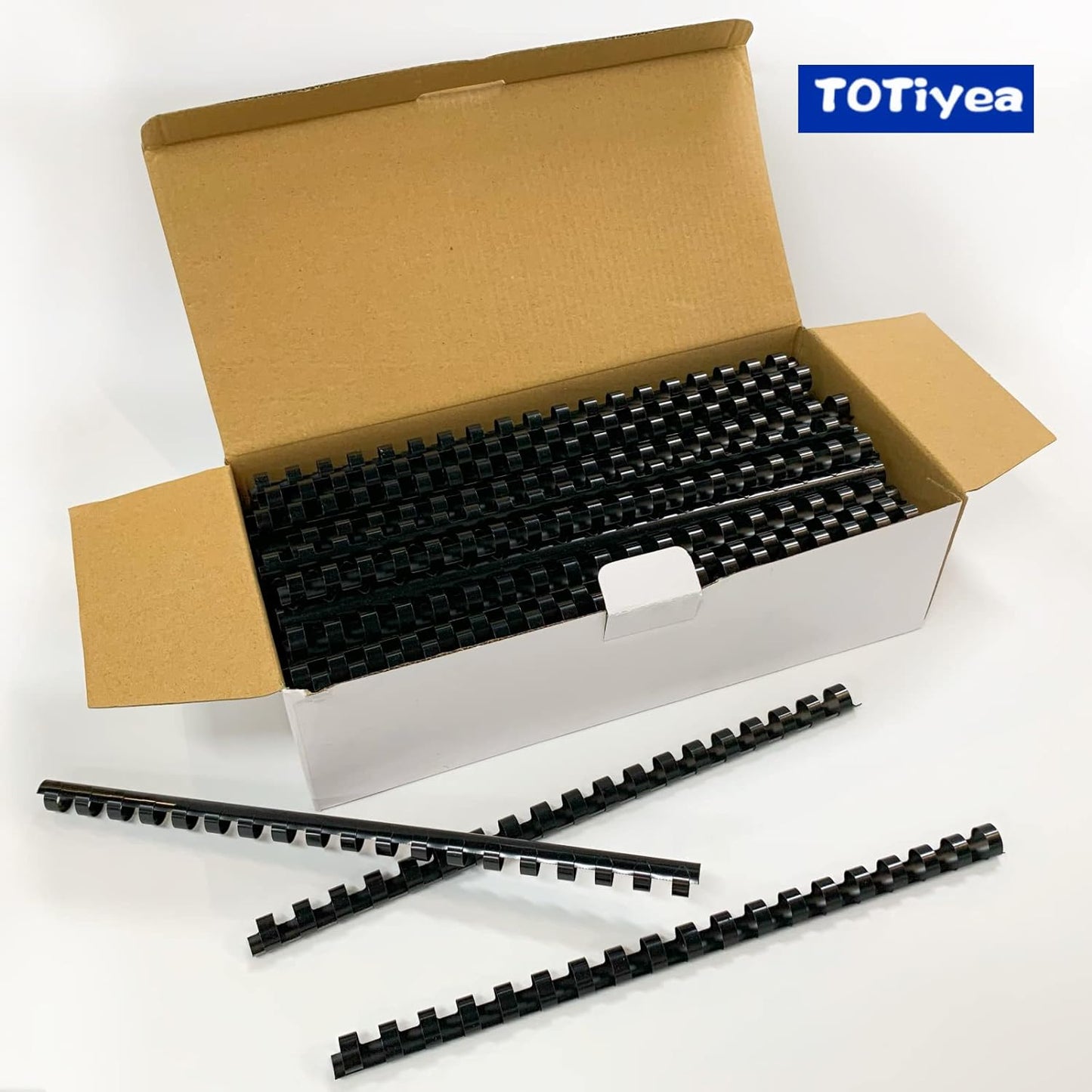 TOTiyea 100 Pack Plastic Comb Binding Spines,3/8 Inch Diameter,60 Sheet Capacity,Letter Size (8.5x11 Inches) Black Binding Combs