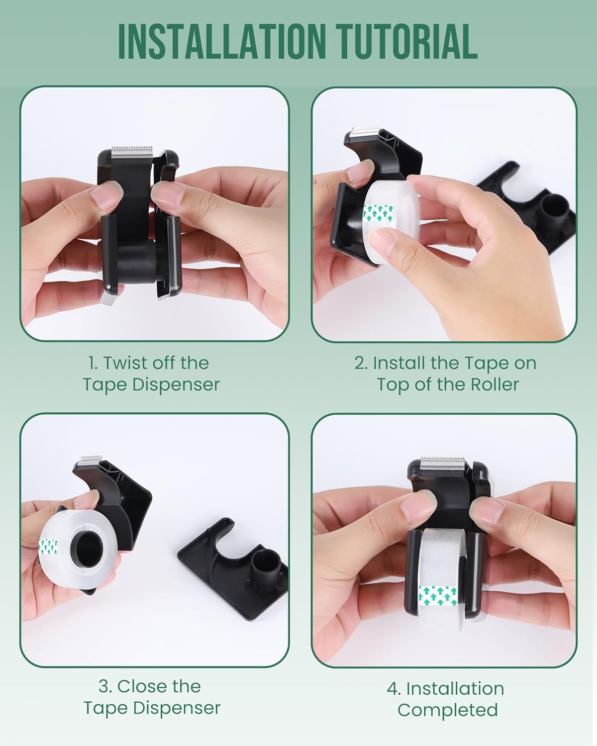 Lichamp 10 Pack Office Desktop Tape Dispenser Includes 10 Rolls of 1 Inch Core Tapes 3/4 in x 1000 in, Red and Black Desk Tape Dispensers Non-Skid Base, Great for School, Office and Home