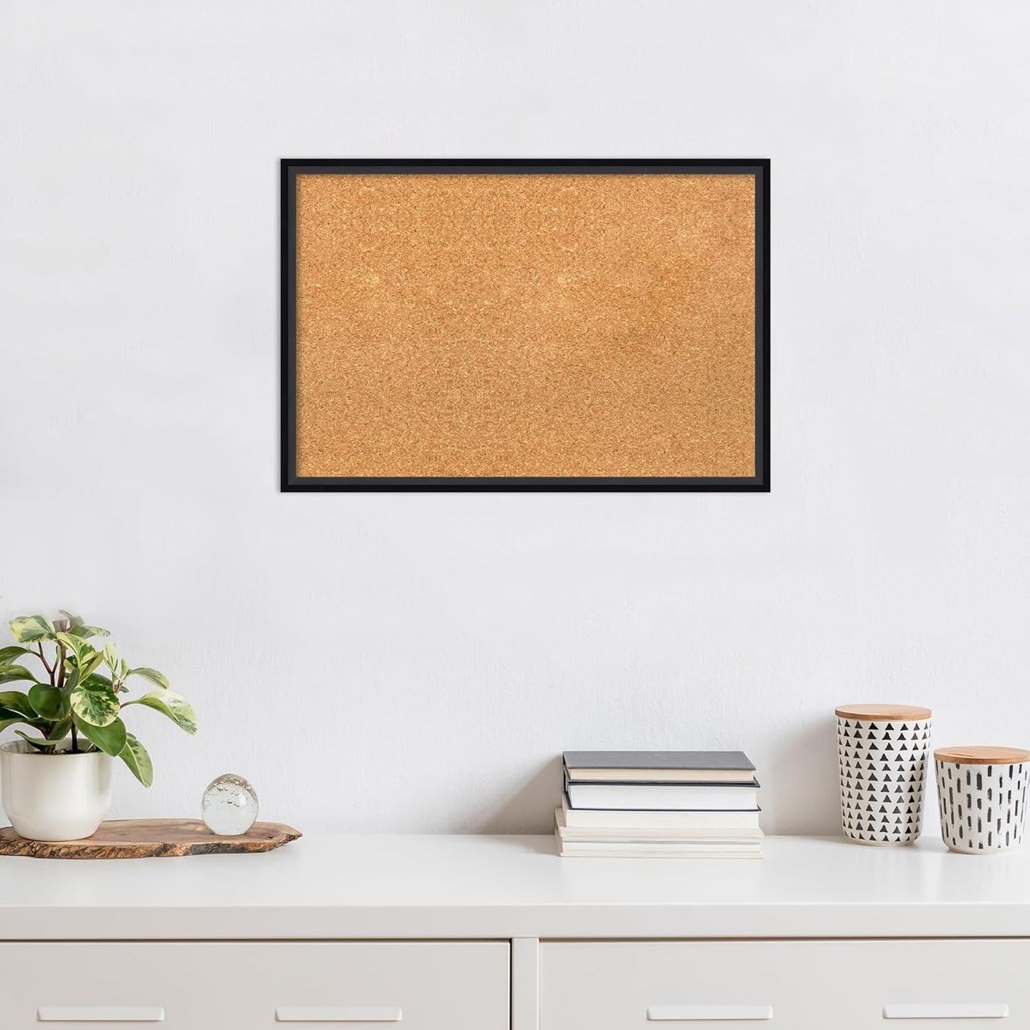 Amanti Art Natural Cork Board for Wall, 17x25 Vision Board with Black Wood Frame, Medium Corkboard Office Decor for Home Organization, Modern Contemporary Corkboard Pinboard to display items for home
