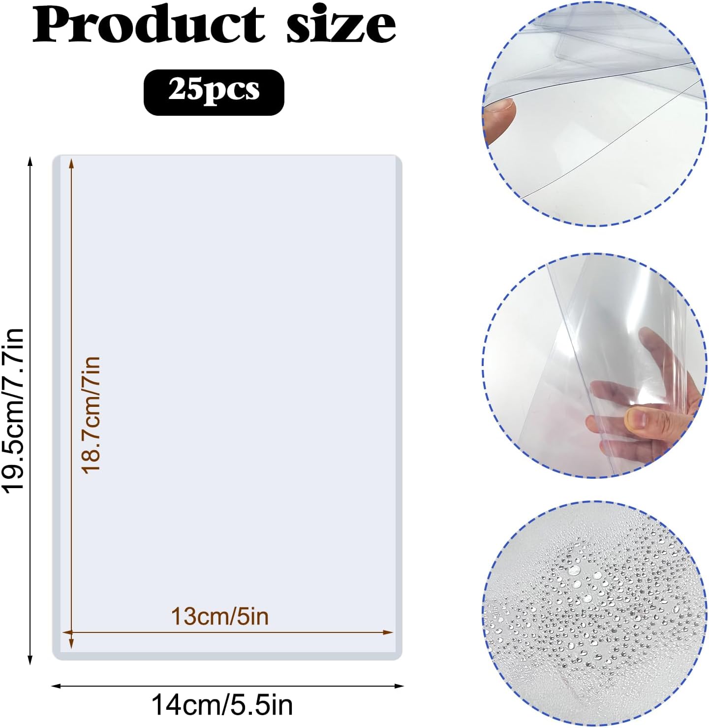 Rainmae 25 Pack 5" x 7" Rigid Print Protectors, Clear Waterproof Hard Plastic Page Sheet Protectors, B6 Paper Sleeves Photo Plastic Sleeves Hard Plastic Document Holder Birth Certificate Protector