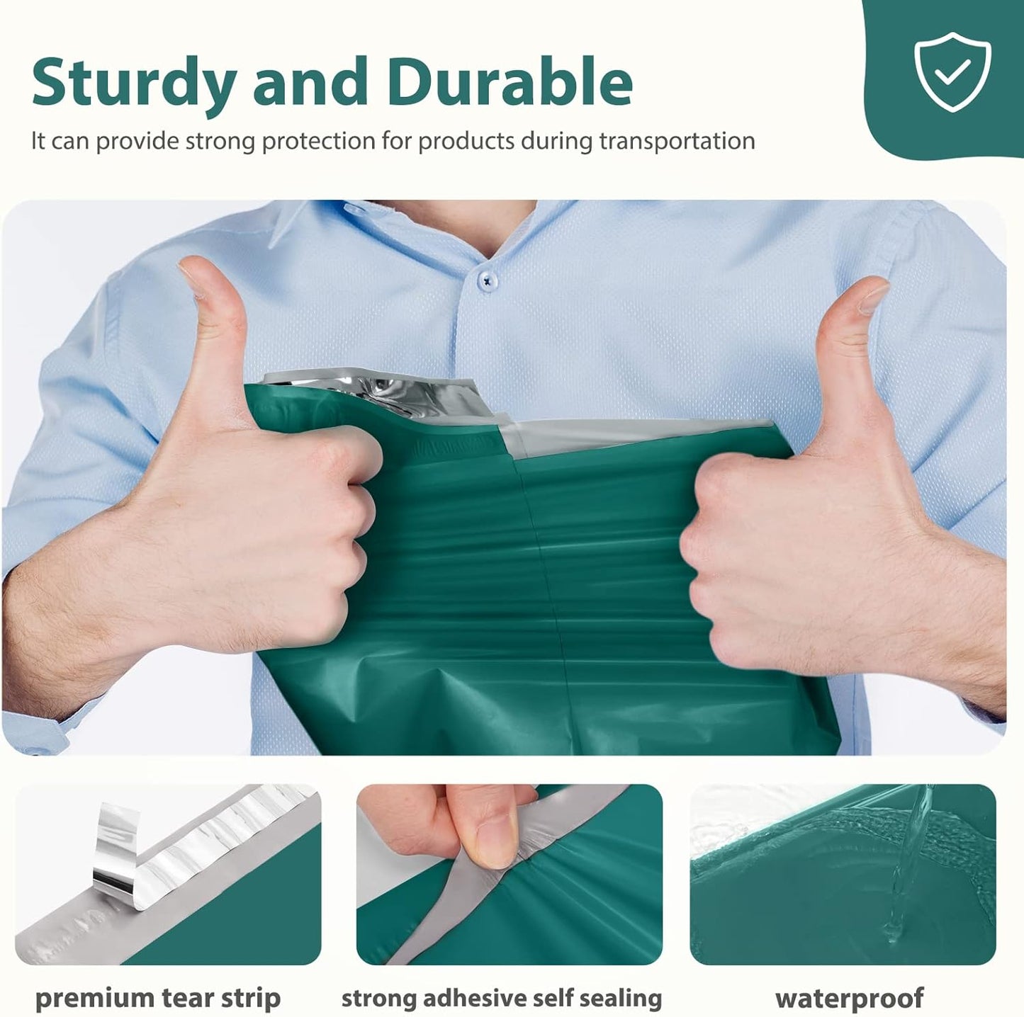 Fuxury Poly Mailers 10x13 Inch 100 Pcs, Waterproof Shipping Bags for Clothing, Strong Adhesive Shipping Envelopes for Small Business, Self Seal Mailers Poly Bags Mailing Envelopes Forest Green