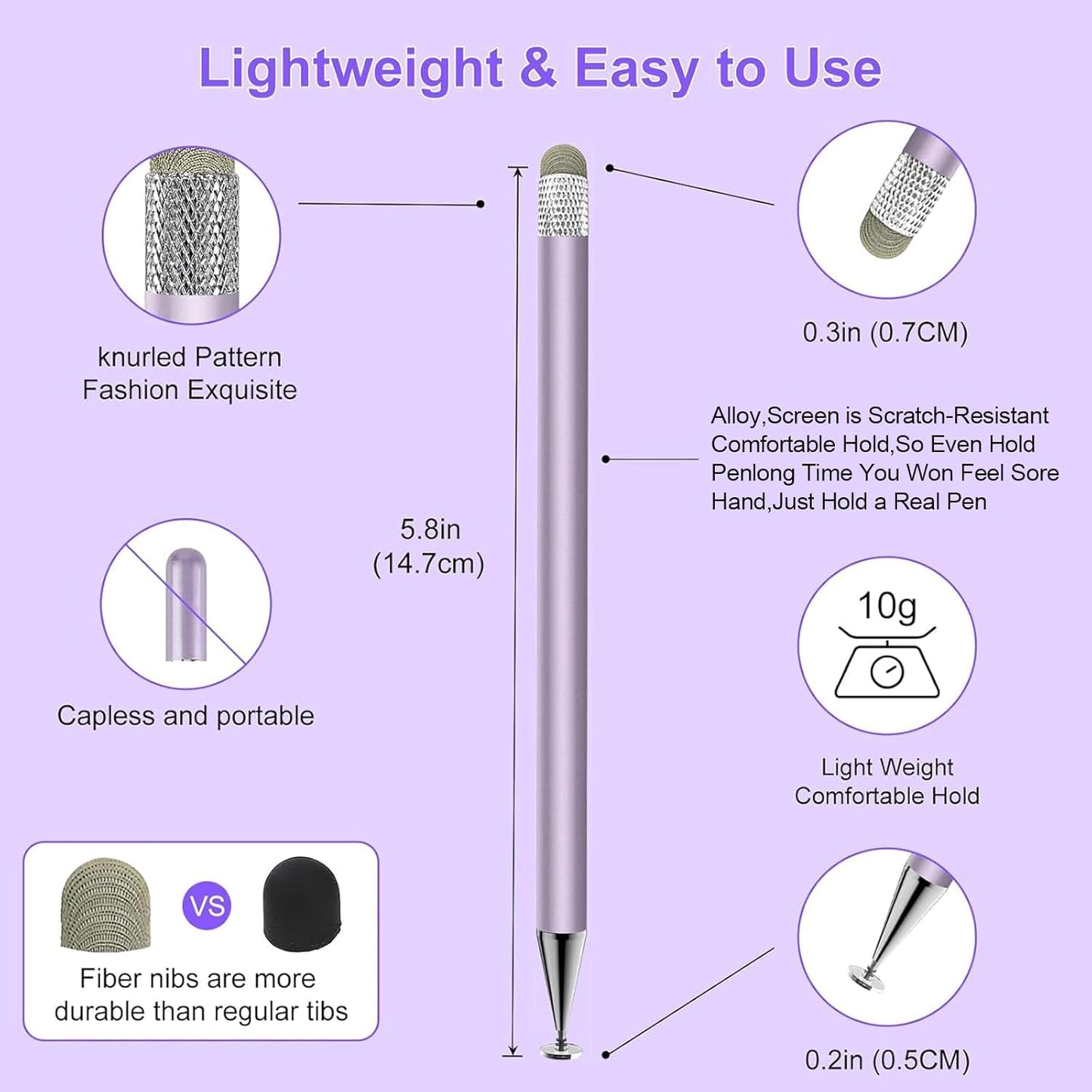 Stylus Pen for Touchscreen,2in1 High Precision Sensitivity Stylus, Suitable for iPhone/Ipad/Android Stylus for Ipad,Compatible with Touch(Silver/Blue/Gold/Green/Purple/Rose Gold)