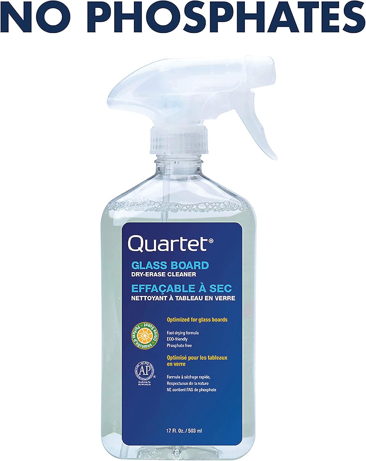 Quartet Glass Dry Erase White Board Cleaner, Whiteboard Cleaning Spray, 17 oz, Orange Scented (562)