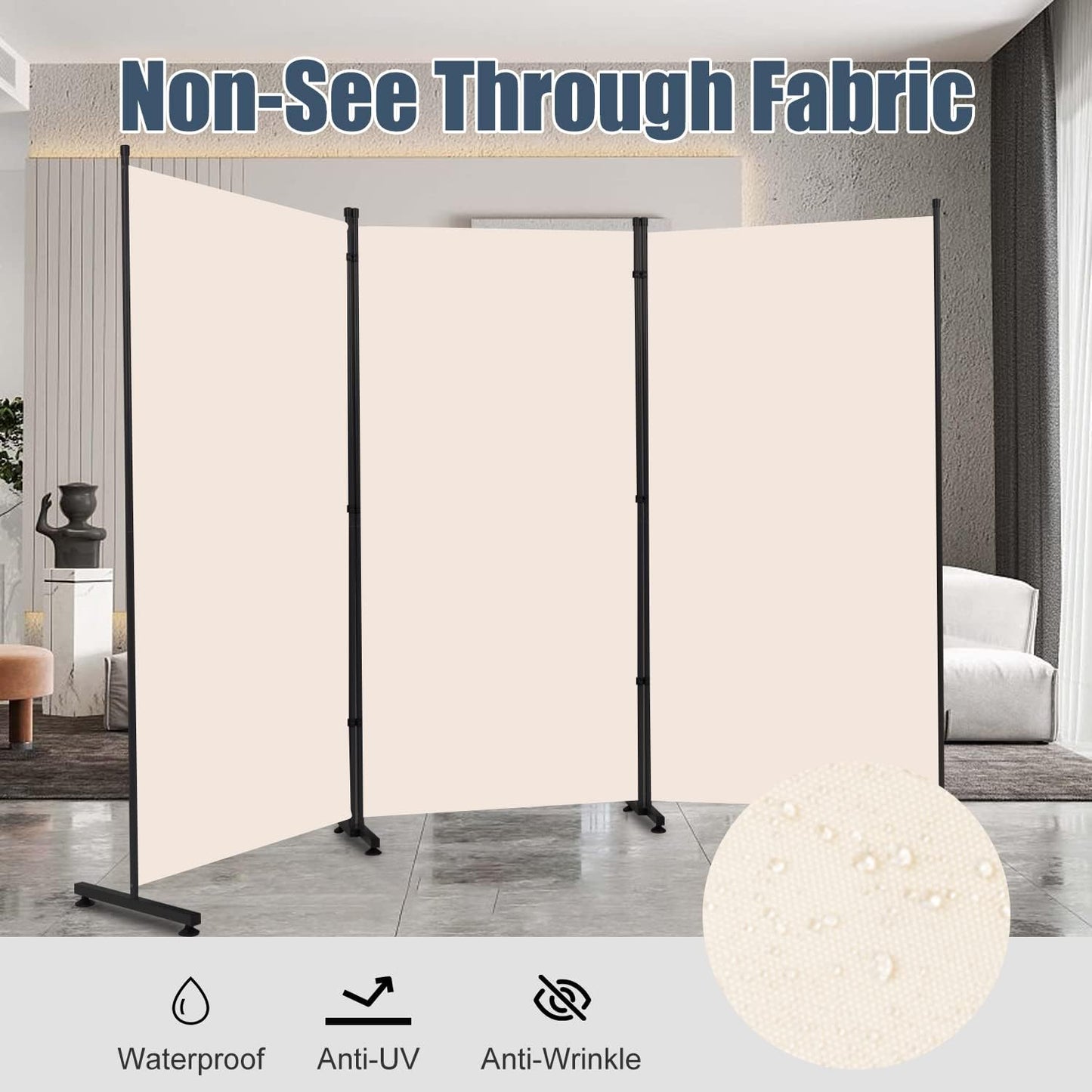 Room Divider 6ft Room Dividers and Folding Privacy Screens, 3 Panel Partition Room Divider Fabric Panel, Indoor Wall Divider for Room Separation Freestanding Space Separators for Bedroom Office Studio