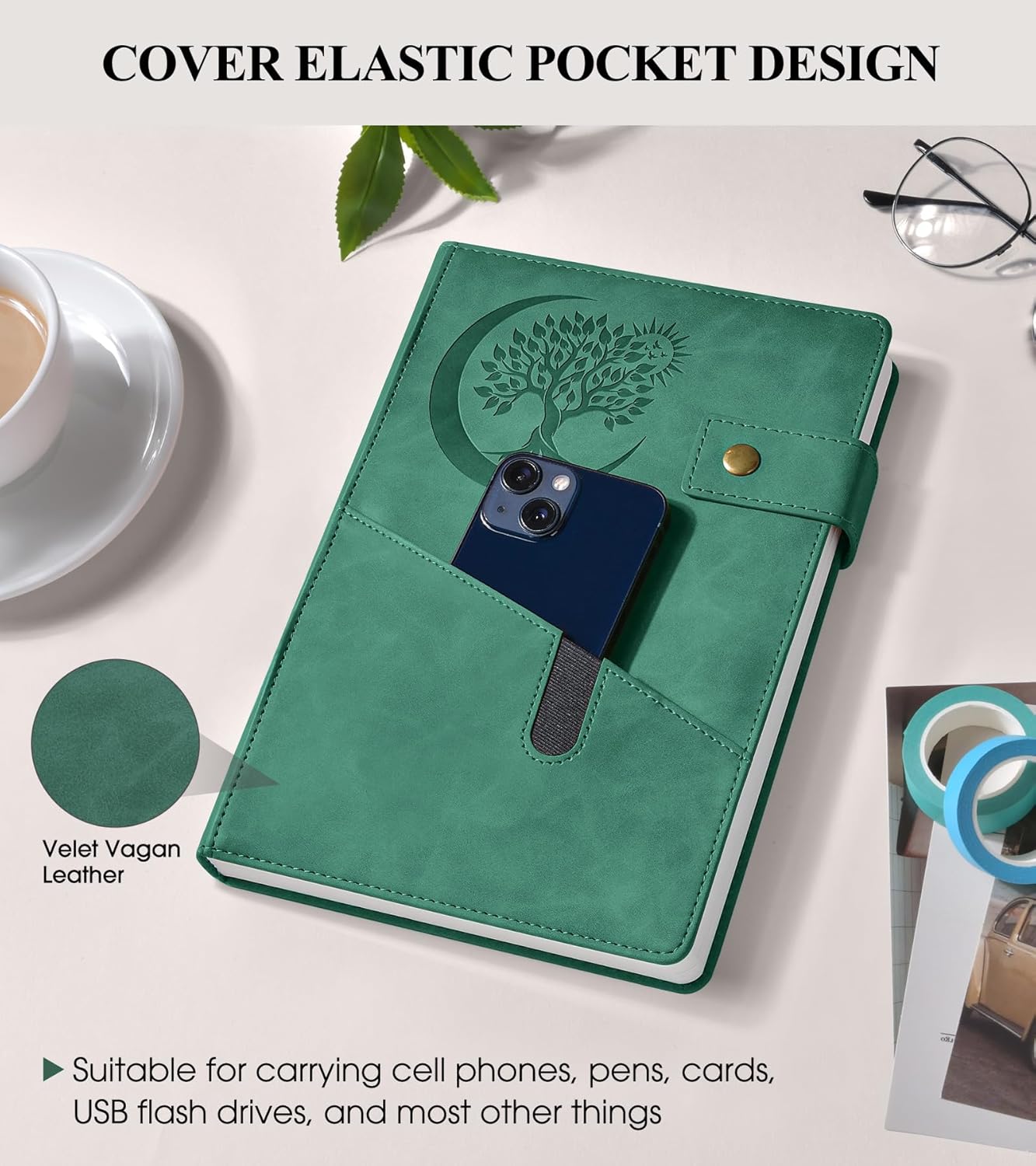 365 Page Thick Lined Journal Notebook for Men Women, A4 Large Leather Journals for Writing, Hardcover Notebooks for Work, School, Note Taking, Business, Travel Diary, College Ruled 8.5" x 11"