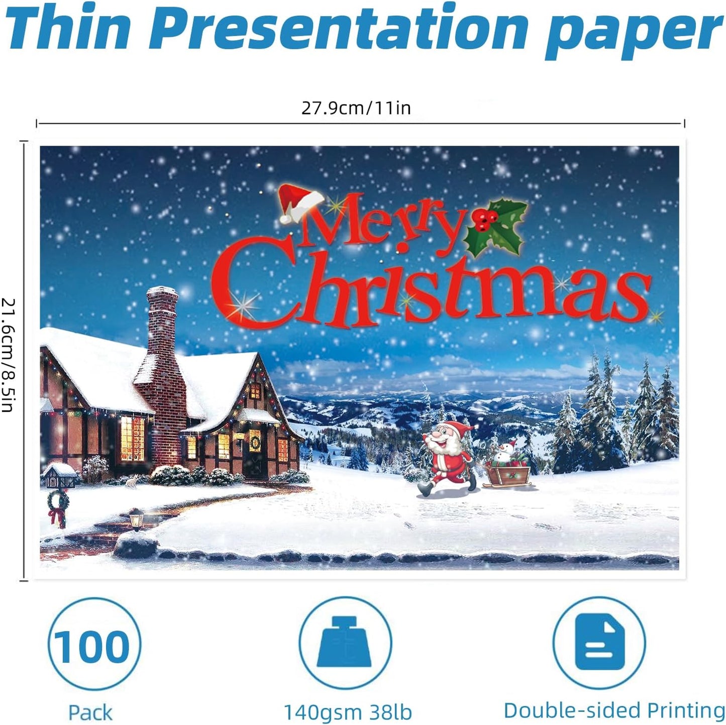 Uinkit 100 Sheets Thin Matte Presentation Paper letter size Double Sided 8.5x11 38lb 140gsm Printable on Both Sides Brochure Photos Picture Poster Playbill Flyer Coated for laser and Inkjet Printer