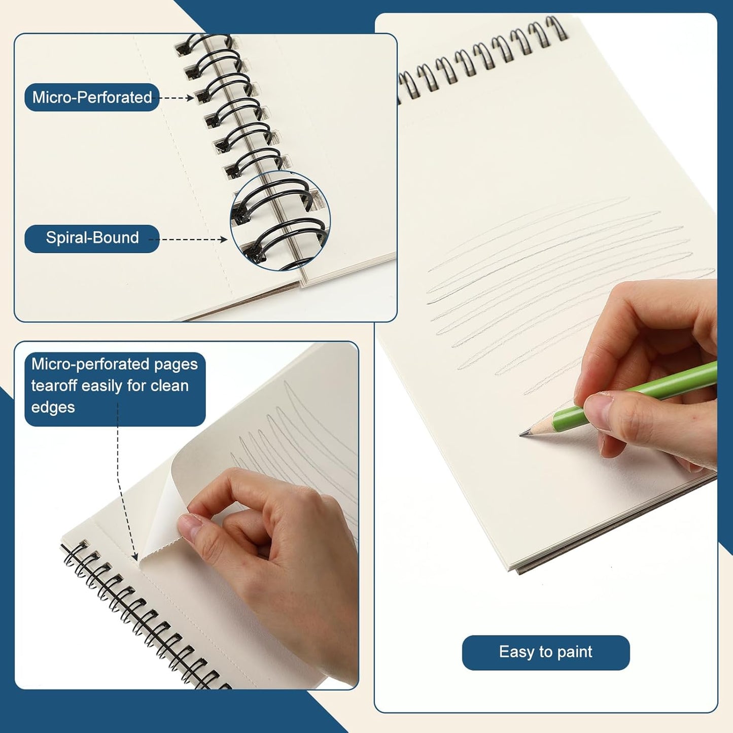 Jexine 20 Pcs 5.5'' x 8.5'' Top Spiral Bound Sketch Pad 30 Sheet Each(68lb/100gsm), Sketching Drawing Pad Artist Sketch Pad Kids Drawing Paper Art Sketchbook for Charcoal Graphite Painting