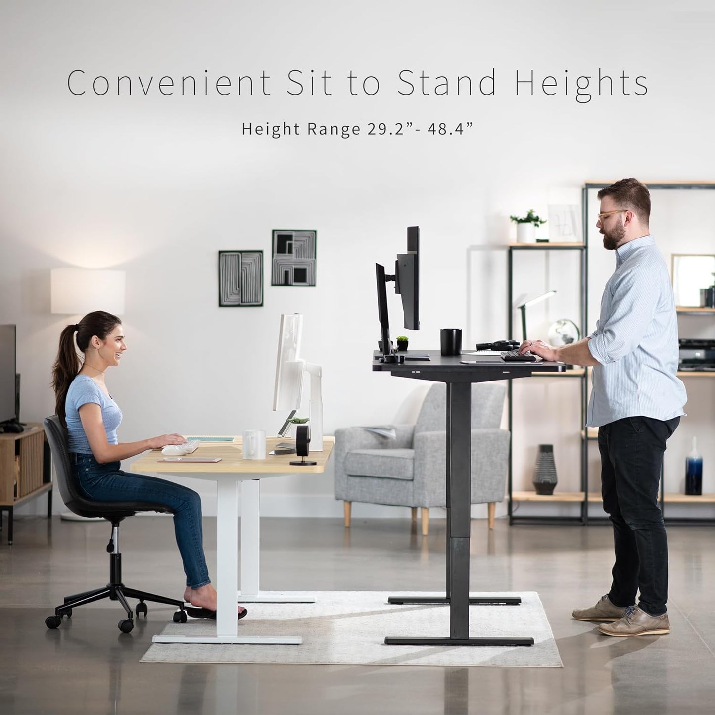 VIVO Electric 71 x 30 in Standing Desk, Memory Height Adjustment, 1B Series, Reclaimed Wood Top Black Frame, DESK-KIT-1B7P