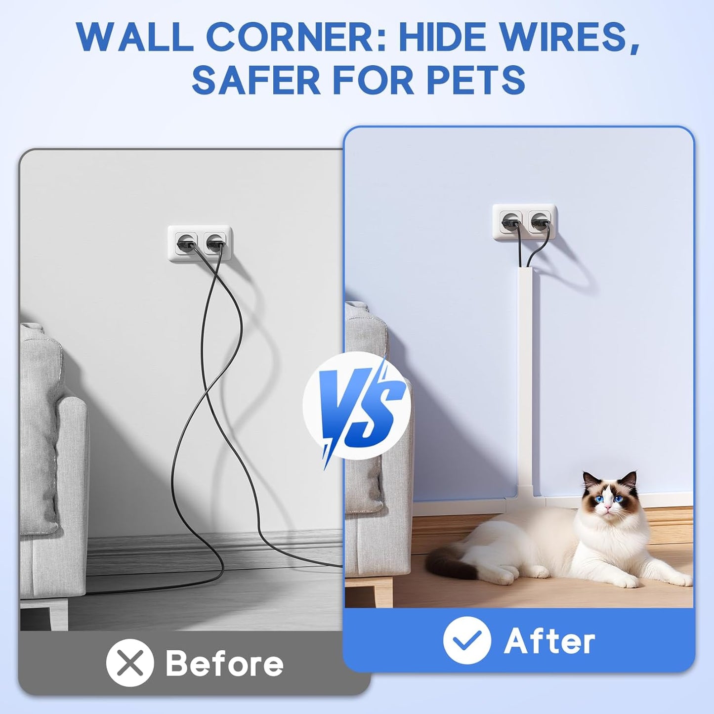 315in Cord Hider Kit, Paintable Cable Raceway, Cord Covers for Wires on Wall, Cord Hider for Wall Mount tv, tv Cable Hider Wall kit, Wire Covers for Cords, W0.59in X H0.4in, White