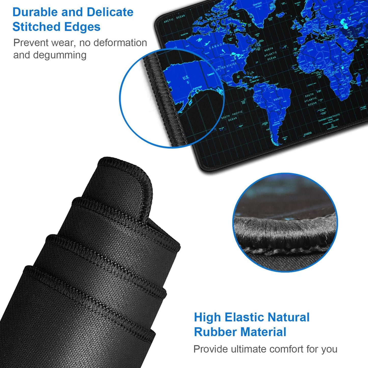 Gaming Mouse Pad, 31.5x15.7 inch Large Extended Computer Keyboard Mouse Mat, Water Resist Non-Slip Mousepad Rubber Base Long XXL Desk Mouse Pad for Work & Gaming, Office & Home, Blue Map