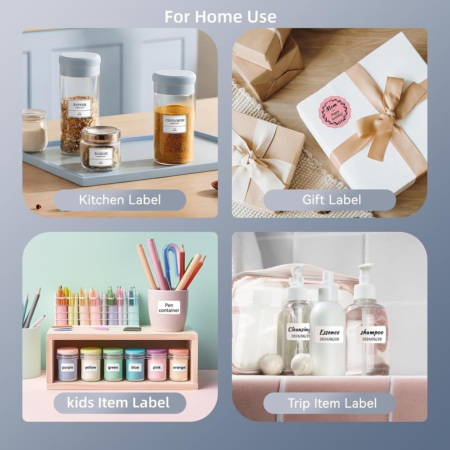 NIIMBOT B1 Label Maker with Tapes, 2 Inch Portable Thermal Label Printer for Home School Office Small Business, Address, Bakery, Crafts, Retail, Support Smartphones & PC, Silver