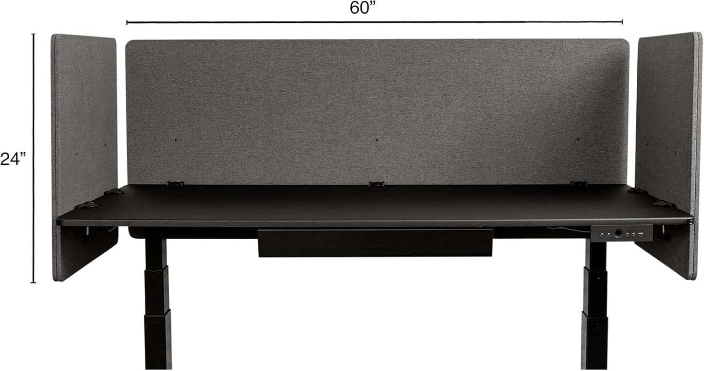 Stand Up Desk Store ReFocus Clamp-on Acoustic Desk Divider Privacy Panel That Reduces Noise and Visual Distractions (Ash Gray, 59" x 23.6, 23.6" x 23.6", & 23.6" x 23.6")