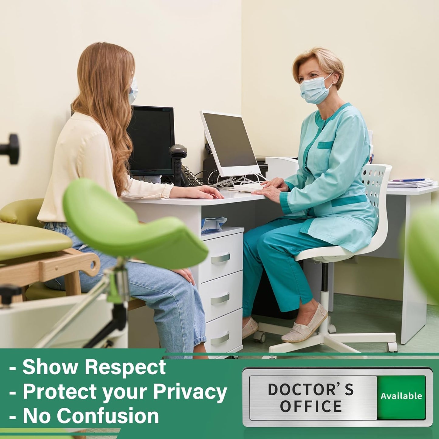 Doctor's Office Sign,Do Not Disturb- In Use/Available Slider Signs for Medical Clinics Hospital,Vacant Occupied In Session Door Sign