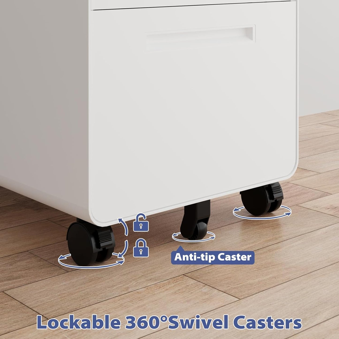 Rolling File Cabinet with Lock, 3 Drawer Metal Mobile Filing Cabinet Office Under Desk for Legal/Letter Size, Fully Assembled Except Casters