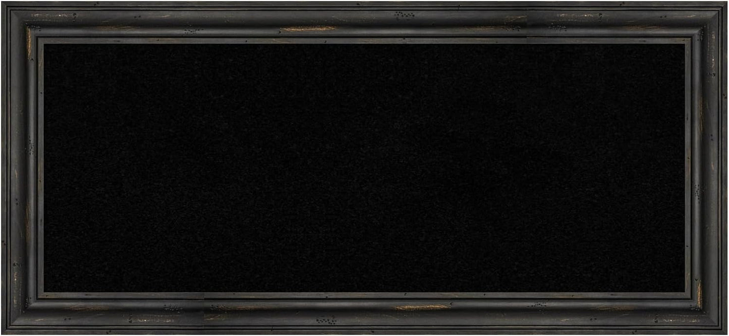 Amanti Art Black Cork Board for Wall, 15x33 Vision Board with Black Wood Frame, Medium Corkboard Office Decor for Home Organization, Country Rustic Corkboard Pinboard to Display Items for Home