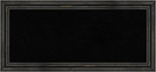 Amanti Art Black Cork Board for Wall, 15x33 Vision Board with Black Wood Frame, Medium Corkboard Office Decor for Home Organization, Country Rustic Corkboard Pinboard to Display Items for Home