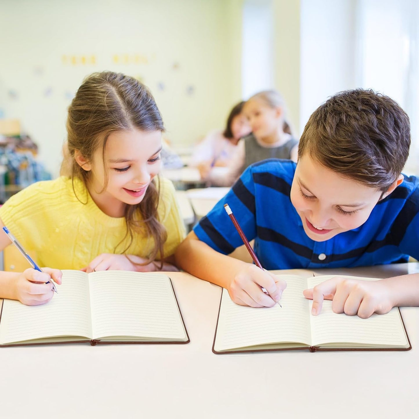 Honoson 20 Pack Lined Journal Notebooks A5 Hardcover Executive Notebook 5.5" x 8.3" PU Leather Wide Ruled Journals Bulk with Elastic Band for Home Business Office School Supplies(Brown)