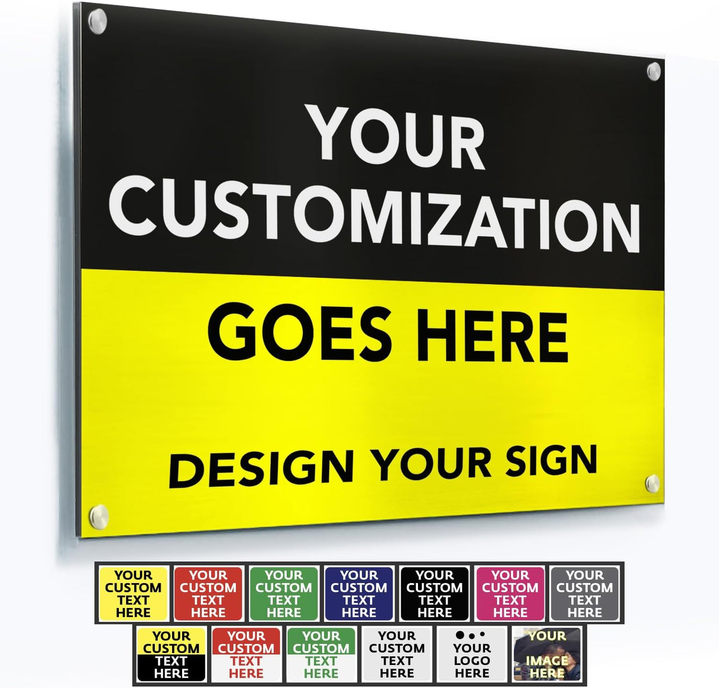 SPEEDYORDERS Custom Outdoor Metal Signs, Personalized Aluminum Signs, Customized Safety Signs, Metal Business Signs, Waterproof Outdoor Business Signs, White Aluminum (Black & Yellow, 12x8 In)