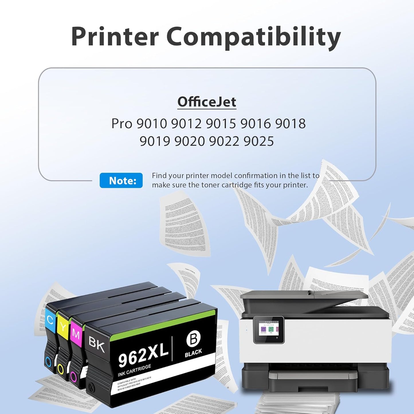 Compatible 962 Ink Cartridge Combo Pack Replacement for HP 962 962 XL Ink Cartridge Black and Color for OfficeJet Pro 9010 9012 9015 9016 9018 9019 9020 9022 9025 Printer, 4-Pack 962XL
