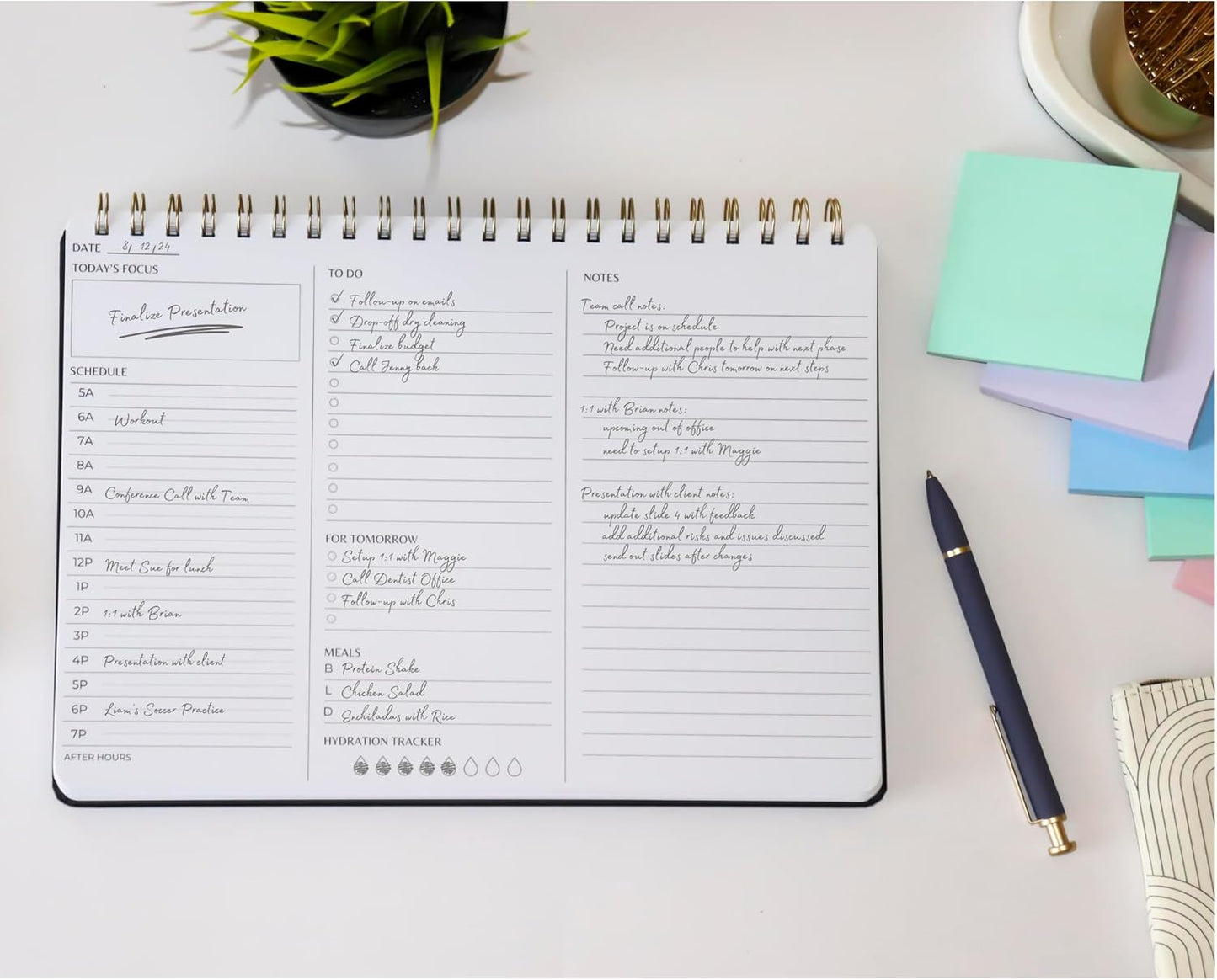 Undated Daily Planner | 8.25” x 11.75” Work To-Do Notebook | ADHD Academic Organizer | Multi-Layout | Men and Women Planner | College Supplies | Evergreen | Landscape Layout