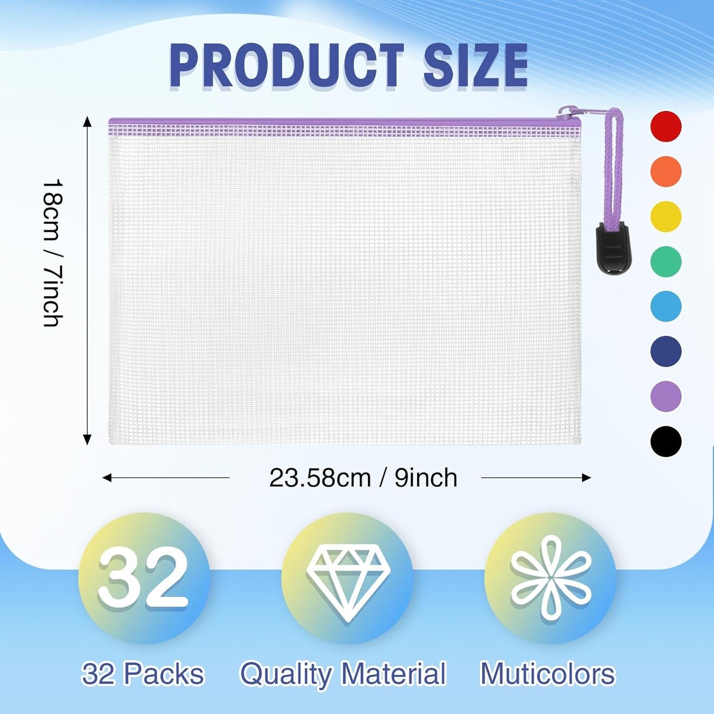 Jetec 32 Pcs Mesh Zipper Bags Toy Storage Bikini Organizer Bag Bolsas Para Guardar Trajes De Baño Waterproof Zipper Reusable Pouch Puzzle Multipurpose for Storage Office(Sweet Color,9 x 7 Inch)