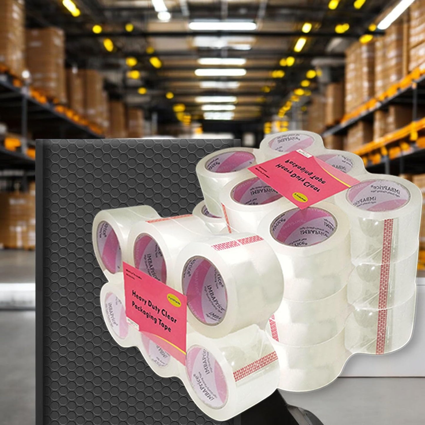 iMBAPrice 3-Inch Clear Packing Tape, 24 Rolls Extra Wide Shipping & Packing Tape (3" x 110 yard/330' Each) - Moving & Adhesive Carton Sealing for Office and Storage