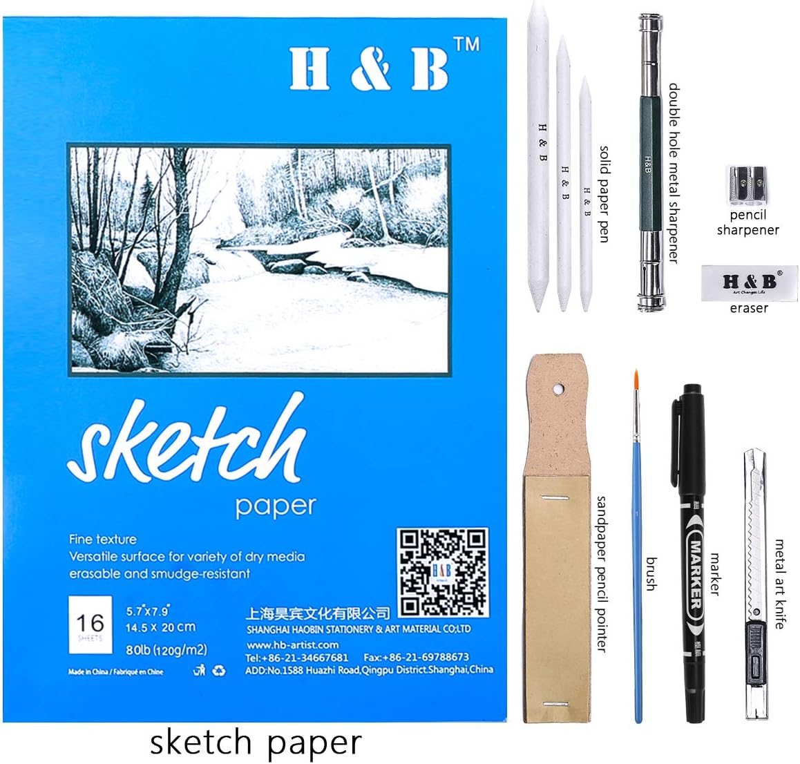 H & B 72PCS Drawing Supplies Sketching Set,Art Kit include Drawing & Colored Pencils for Adults Artists Kids.Pro Art Sketch Supplies with Sketchpad,Watercolor & Metallic Pencils