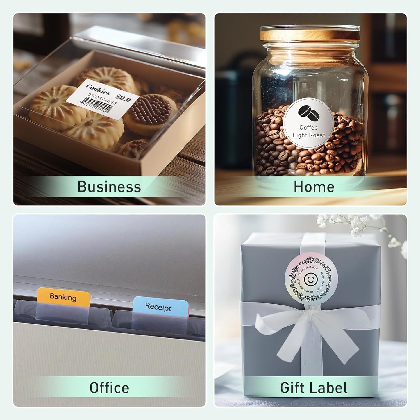 SUPVAN T50M Plus Bluetooth Label Maker Machine with Tape, High Printing Clarity, Versatile App with 40+ Fonts and 450+ Icons, Inkless Labeler for Business, Home, Office Organization, Green