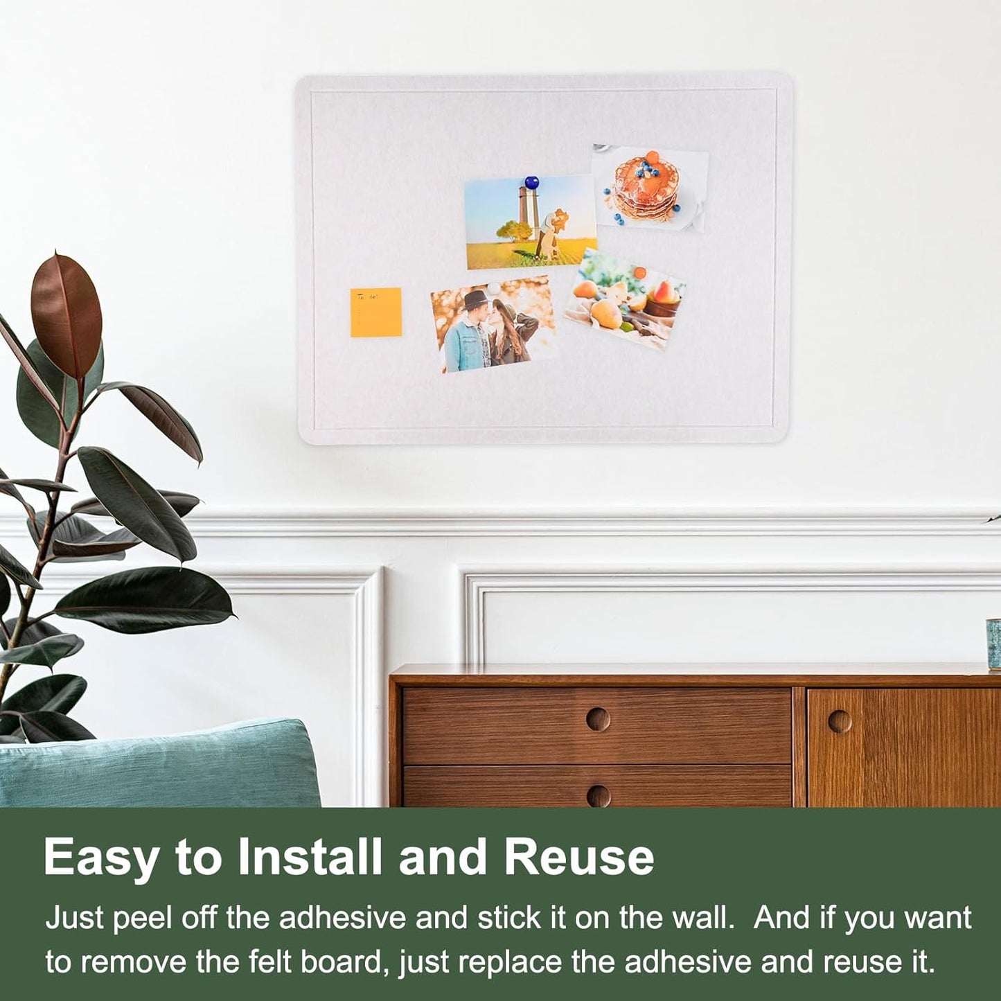 YOKIVE Felt Bulletin Board, 31.5 x 24 -Inch Foldable Decorative Pin Board Self Adhesive Felt Cork Board with 20 Pushpins, Great for Wall, Photo Display, Paste Note, Schedule(Black)