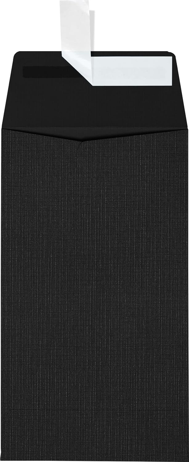 LUXPaper #5 1/2 Coin Envelopes | Peel & Press | 3 1/8" x 5 1/2" | Black Linen | 80lb. Text | 500 Qty