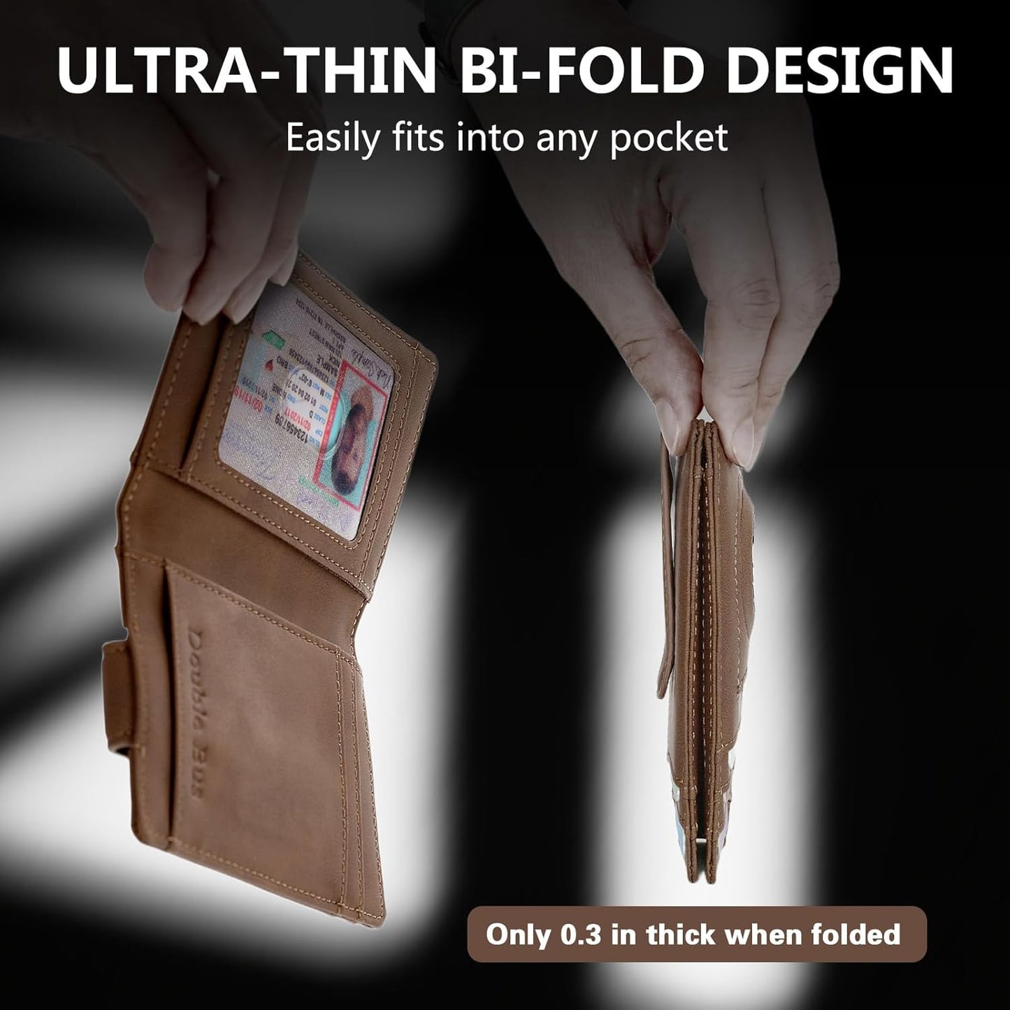 Slim Wallet for Men Credit Card Holder Wallet RFID Blocking Bifold Mens Slim Wallet,Thin Minimalist Front Pocket Mens Leather Wallets,Smart Security Mini Small Compact Wallet & Money Clip