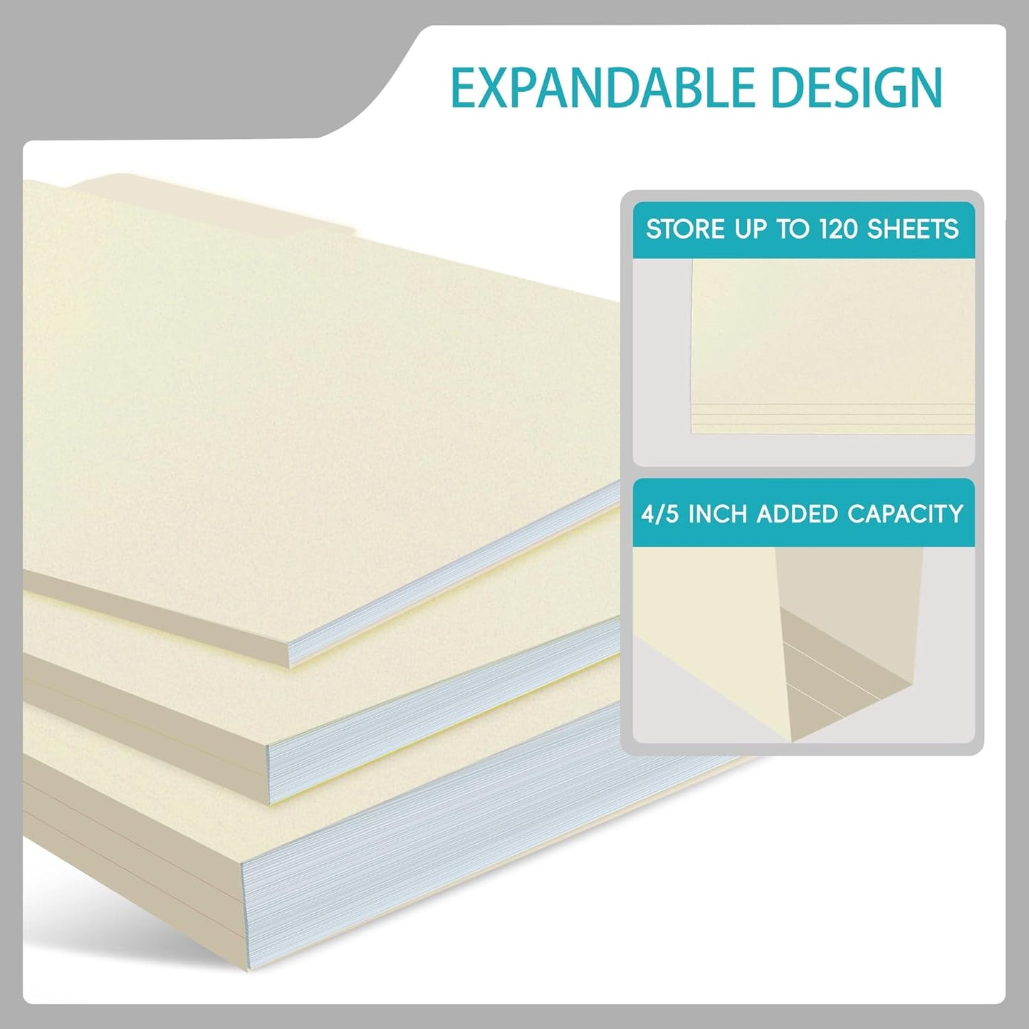 Manila File Folder,Manila Folder 8.5x11,Manilla Folders Letter Size,100 Per Box,1/3 Cut Tabs Folder for School,Office,and Home Organization