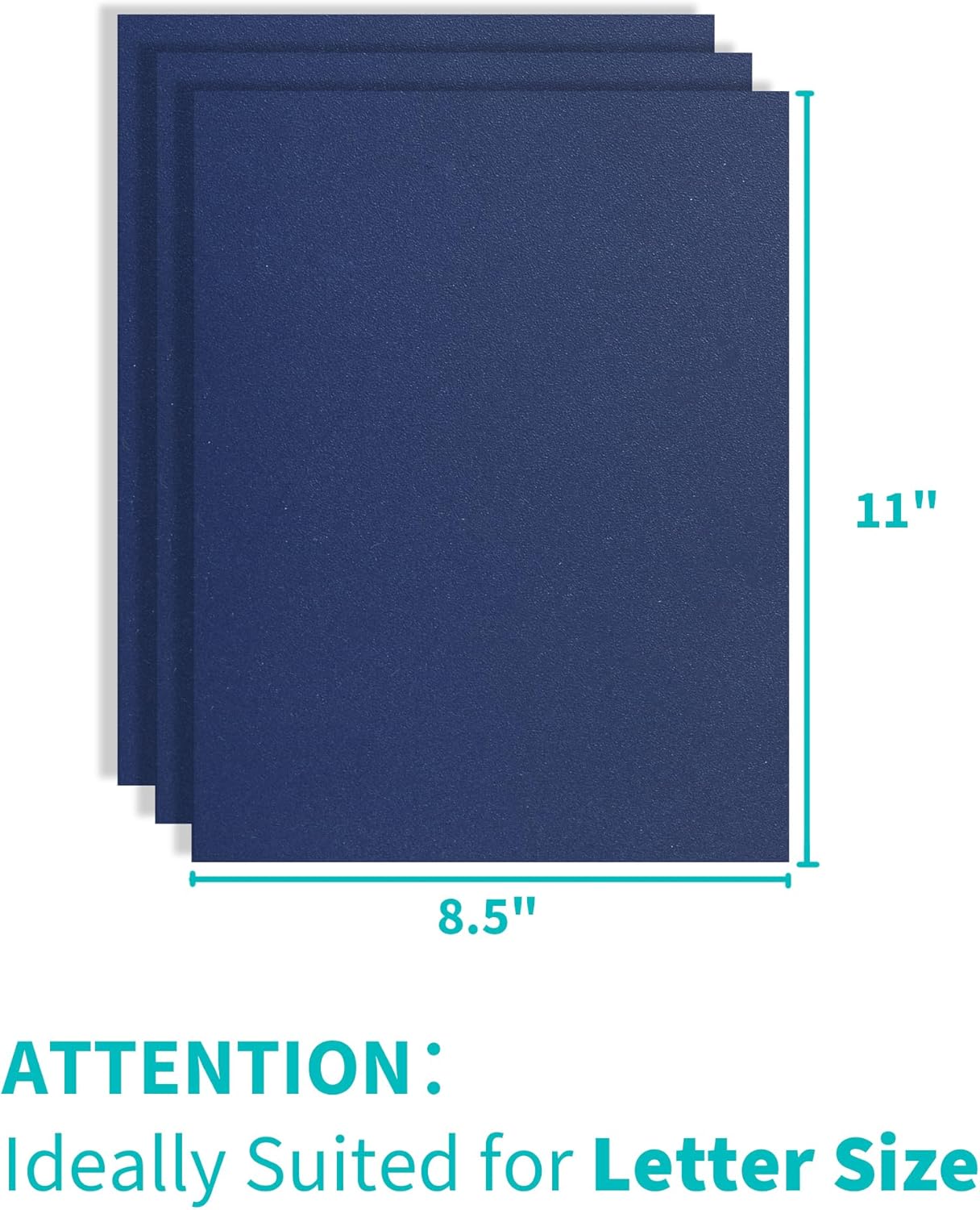 Binditek 50 Pack 12 Mil Sand-Textured Polycover, Midweight Binding Front and Back Covers, Lightly Sanded Finish, 8-1/2" x 11", Square Corners, Un-Punched, Navy, Office Supplies