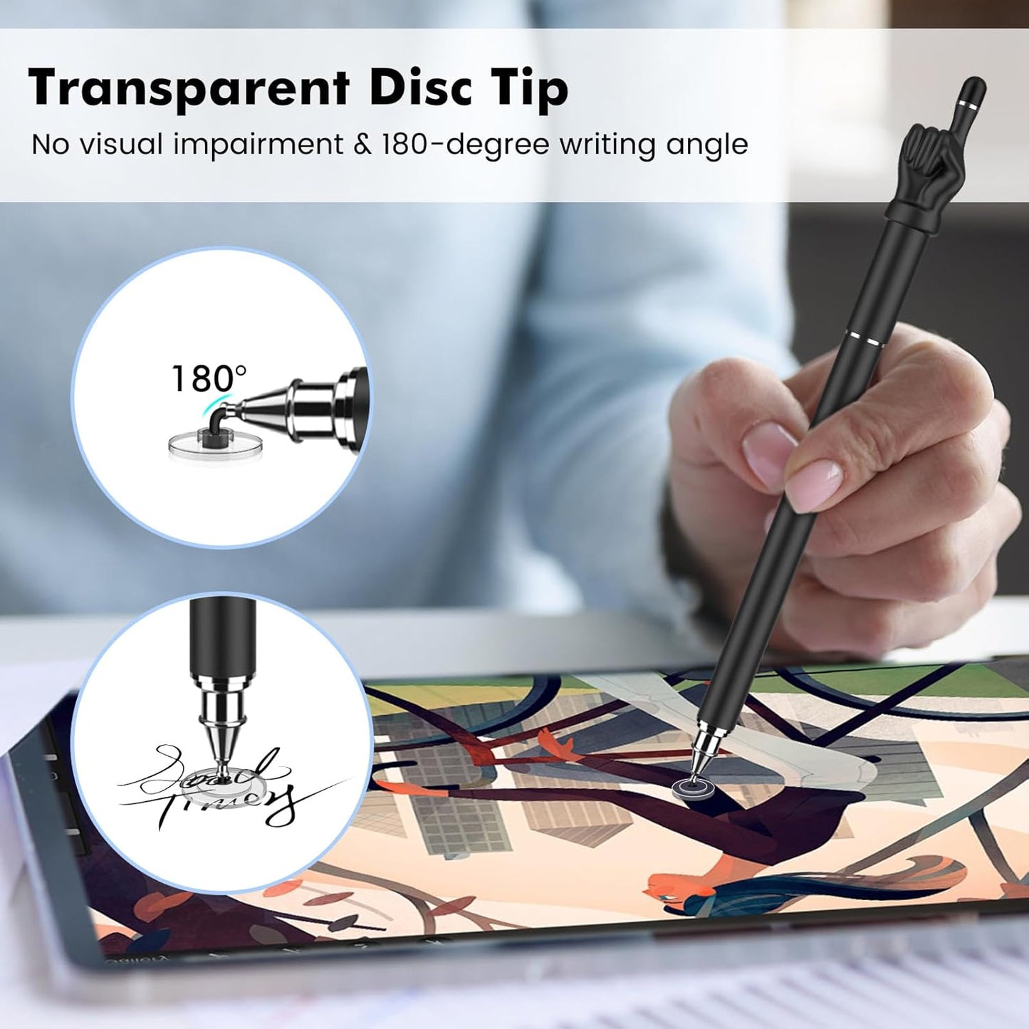 Stylus Pen for Touchscreen, MEKO 2-in-1 High Sensitivity Fingertip Stylus Pens for iPhone iPad Android Tablets Smartphone All Universal Touch Screens(2 Pack Black/White)